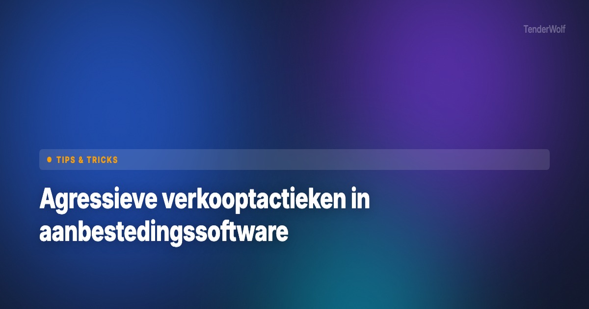 Recognizing aggressive sales tactics in tender software