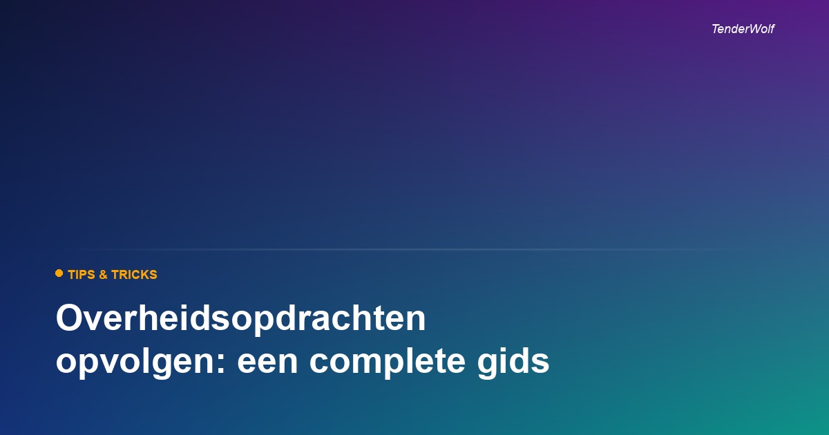 Overheidsopdrachten opvolgen — complete gids voor systematisch tender management